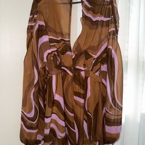 ASOS Brown and Pink/Purple Swirl Dress